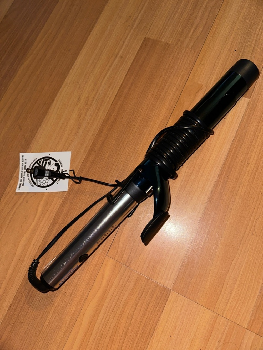 Professional Curling Iron with Clamp - Silver & Black